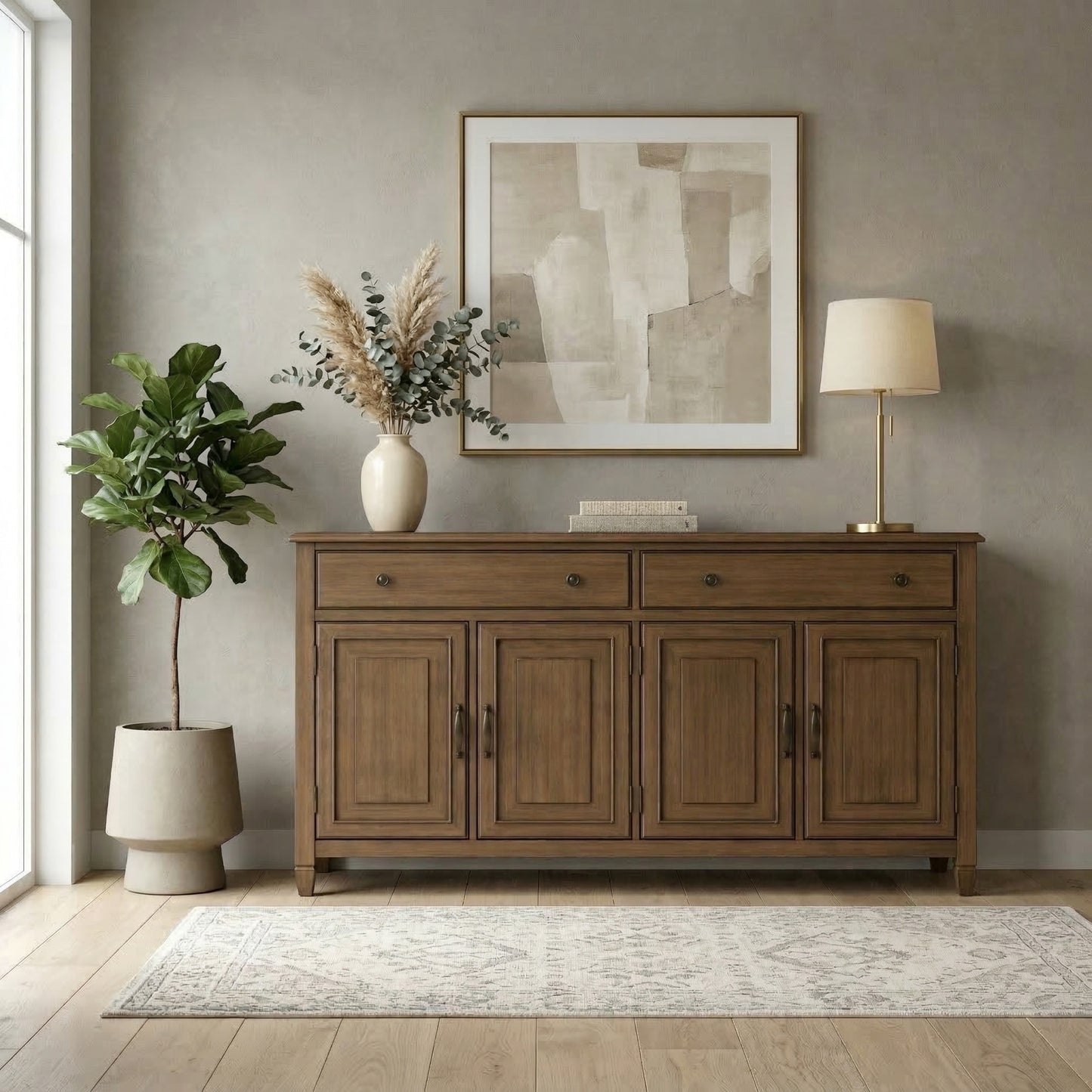 Rustic Natural Aged Brown | Connaught Large Sideboard Buffet Storage Cabinet