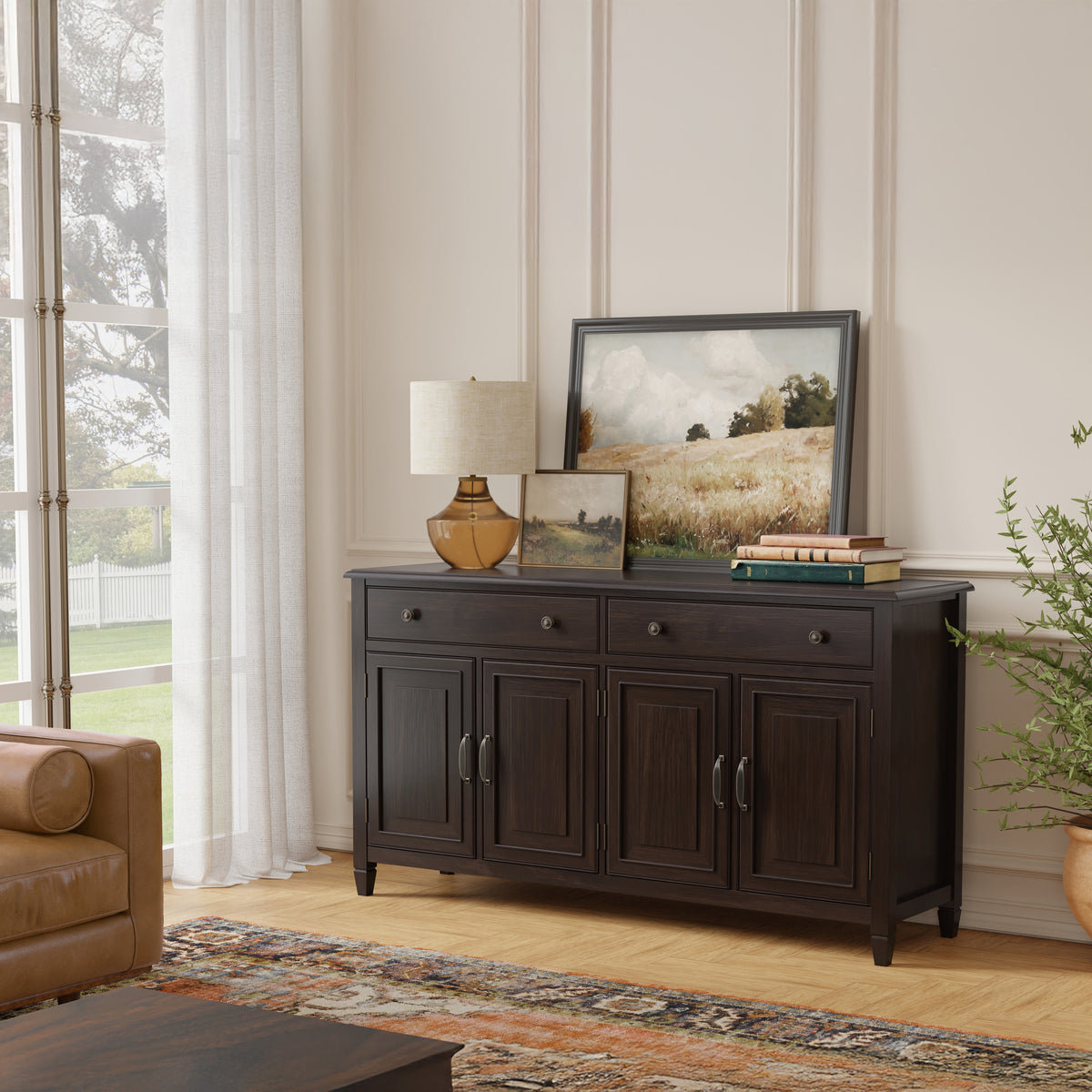 Dark Chestnut Brown | Connaught Large Sideboard Buffet Storage Cabinet