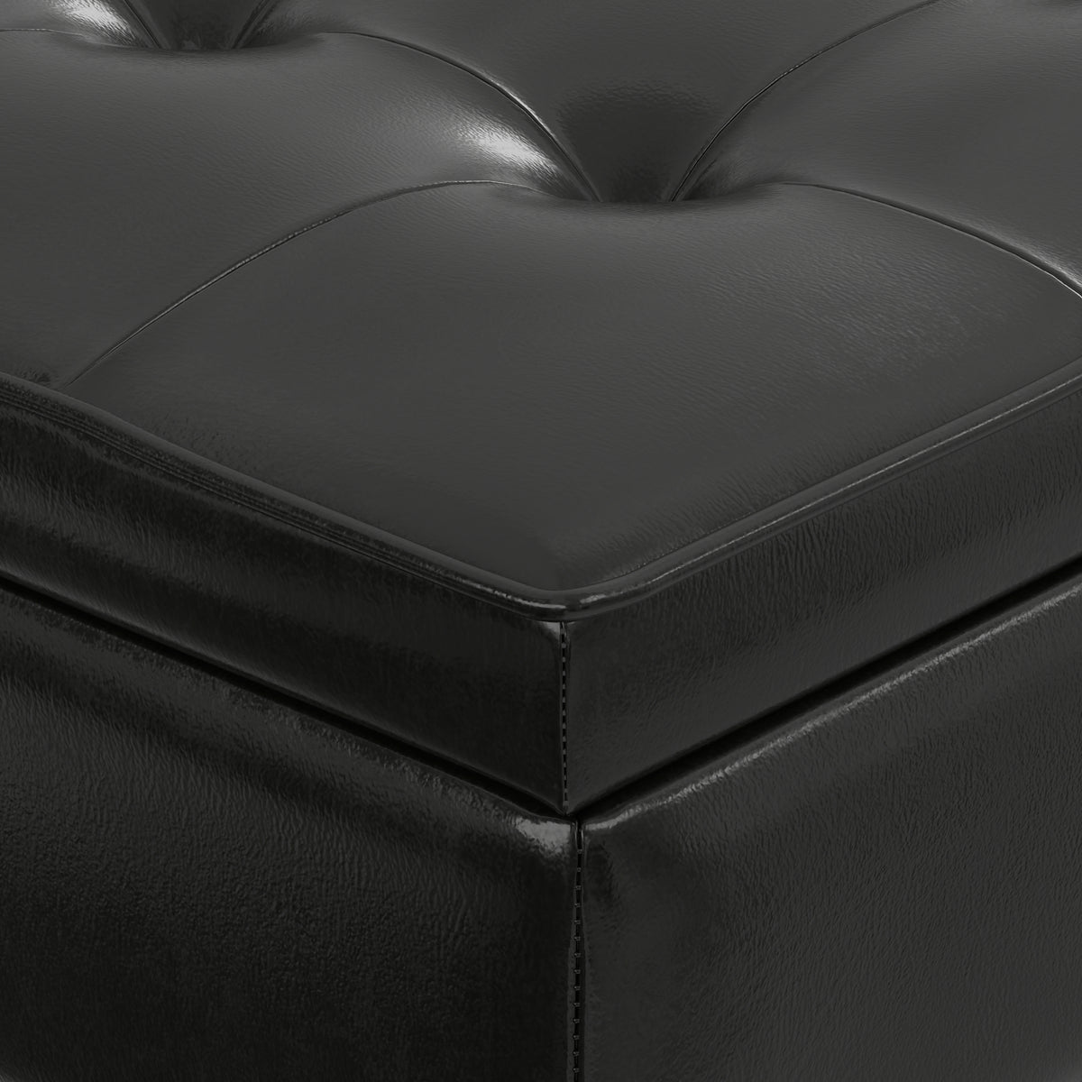 Midnight Black Vegan Leather | Cosmopolitan Ottoman Bench in Vegan Leather