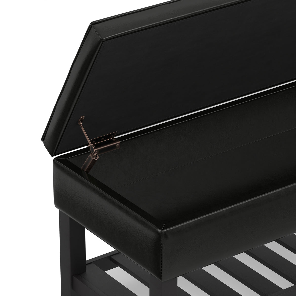 Midnight Black Vegan Leather | Cosmopolitan Ottoman Bench in Vegan Leather