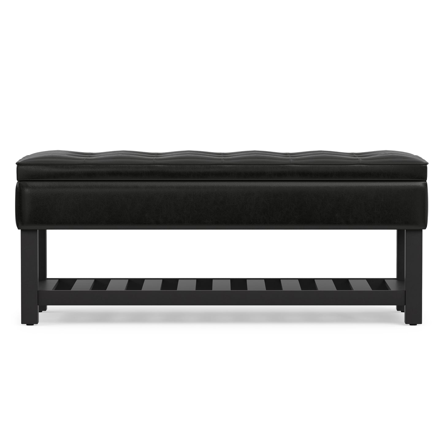 Midnight Black Vegan Leather | Cosmopolitan Ottoman Bench in Vegan Leather