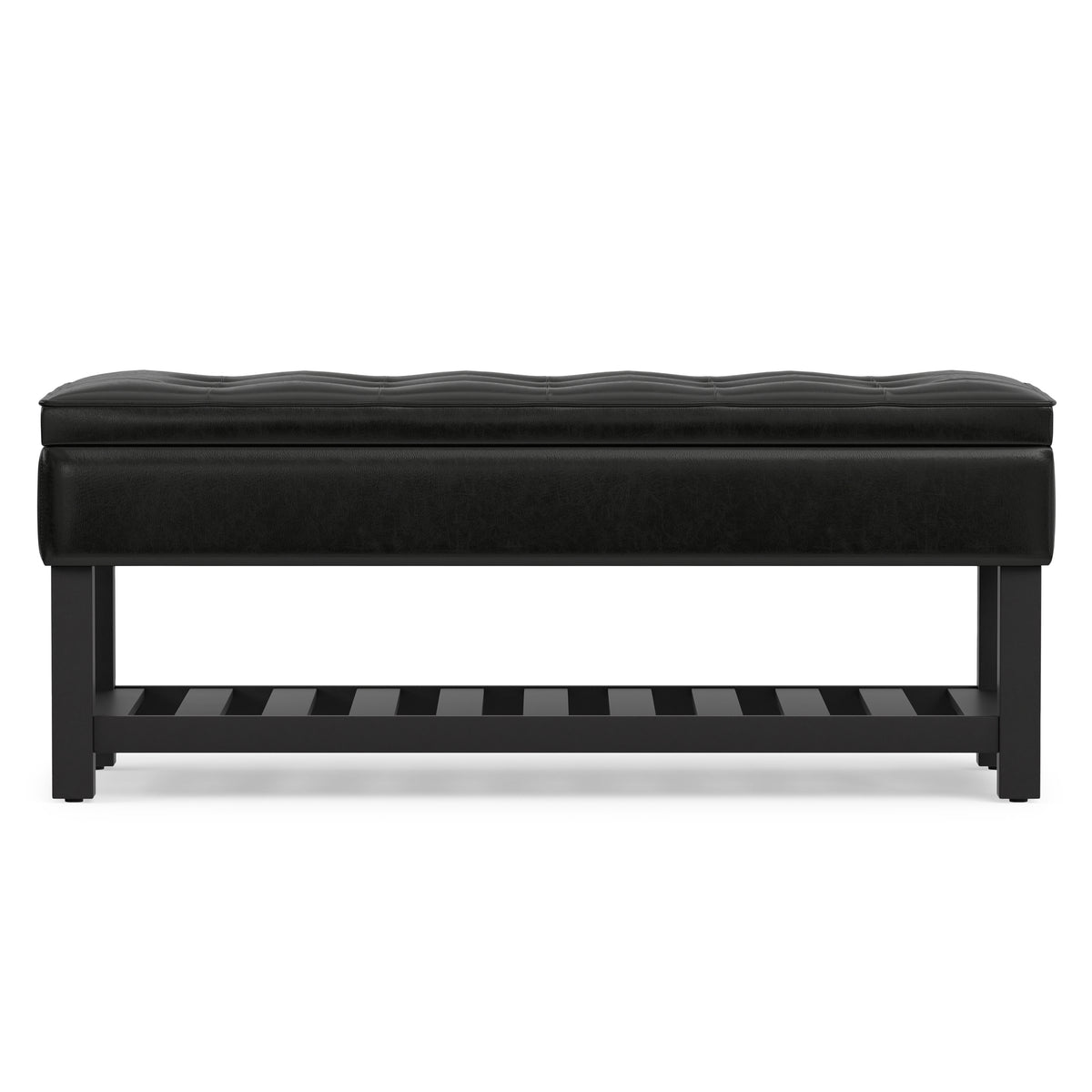 Midnight Black Vegan Leather | Cosmopolitan Ottoman Bench in Vegan Leather