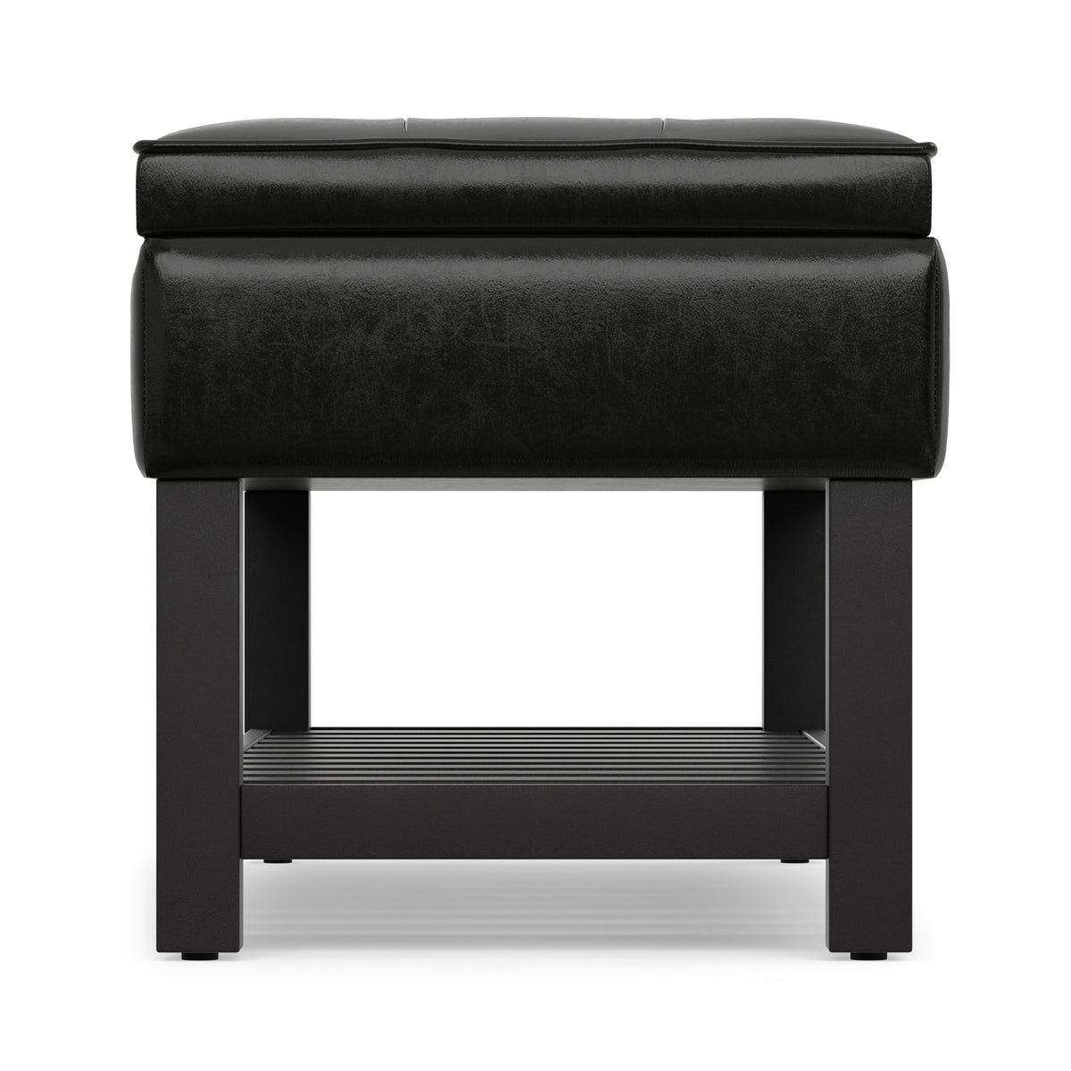 Midnight Black Vegan Leather | Cosmopolitan Ottoman Bench in Vegan Leather