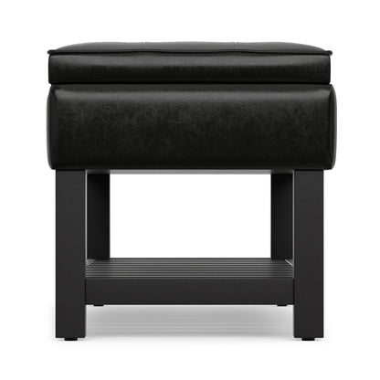 Midnight Black Vegan Leather | Cosmopolitan Ottoman Bench in Vegan Leather