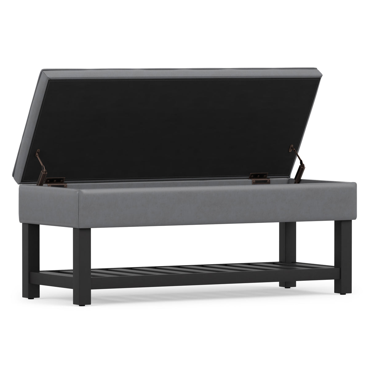 Stone Grey Vegan Leather | Cosmopolitan Entryway Storage Ottoman Bench