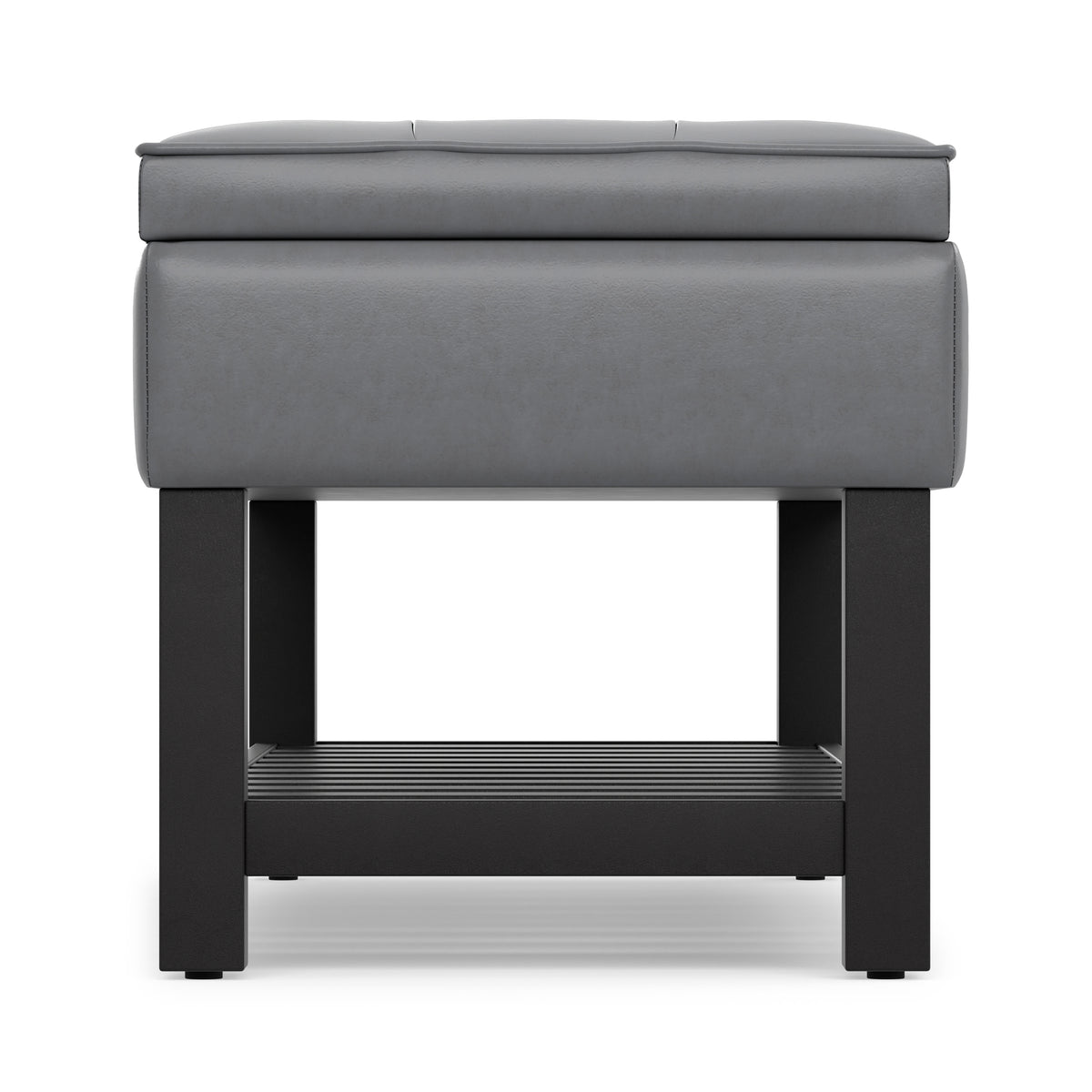 Stone Grey Vegan Leather | Cosmopolitan Entryway Storage Ottoman Bench