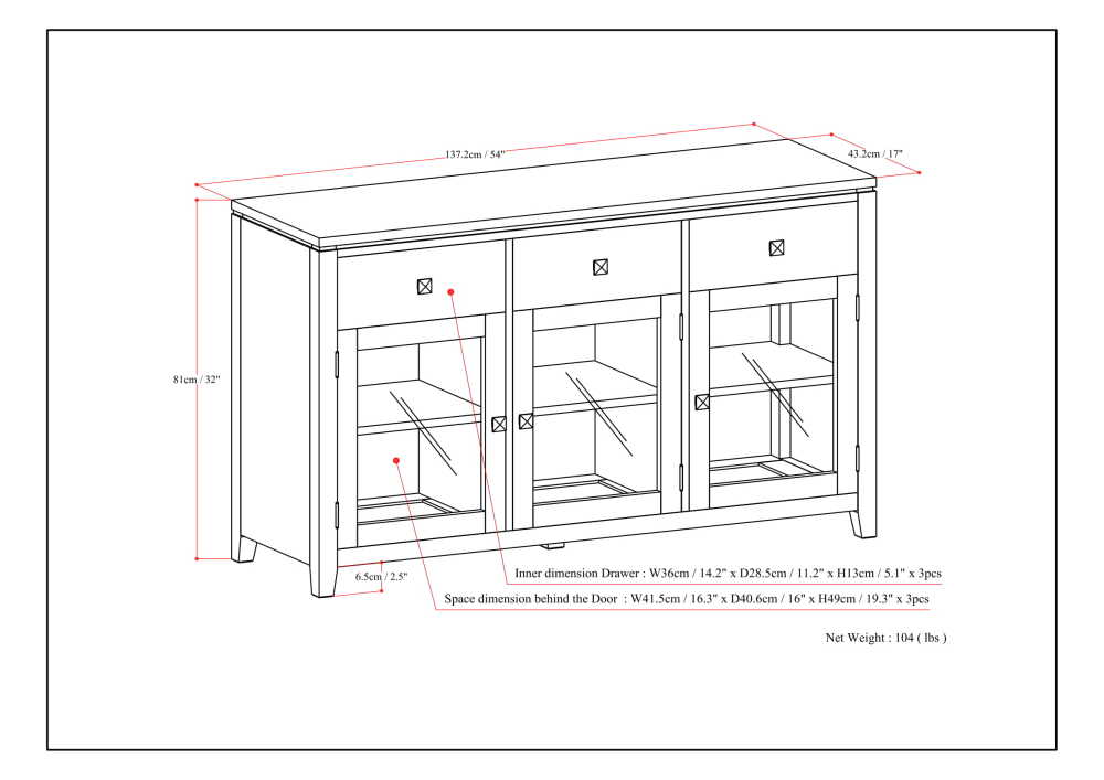 Mahogany Brown | Cosmopolitan Sideboard Buffet