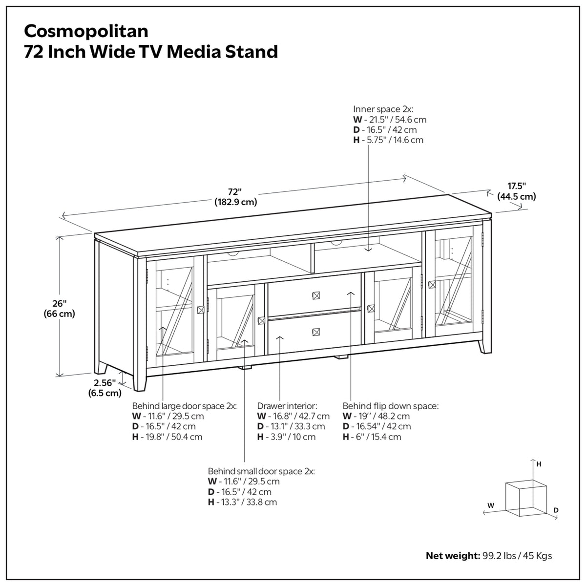 Black | Cosmopolitan 72 inch TV Stand