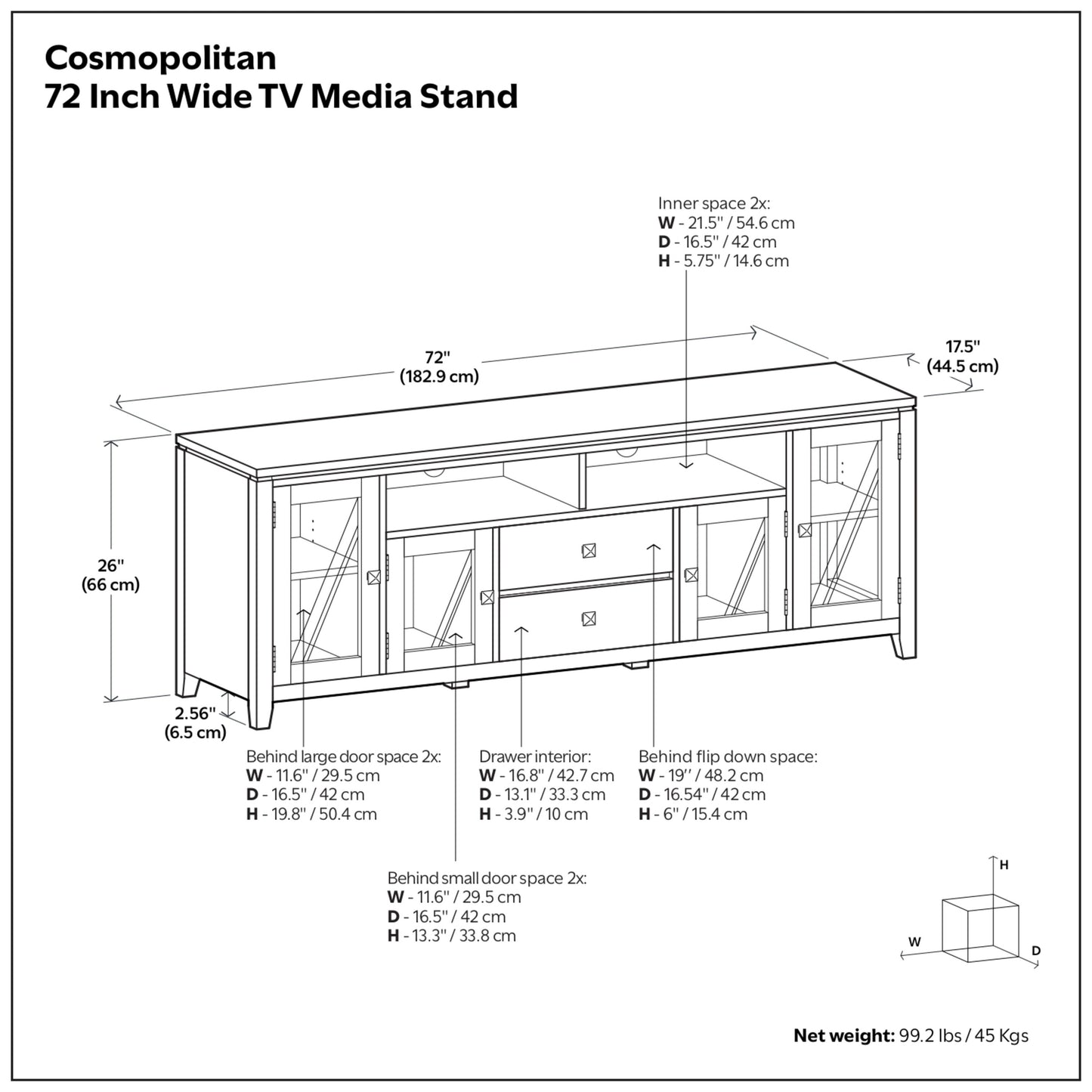 Farmhouse Brown | Cosmopolitan 72 inch TV Stand
