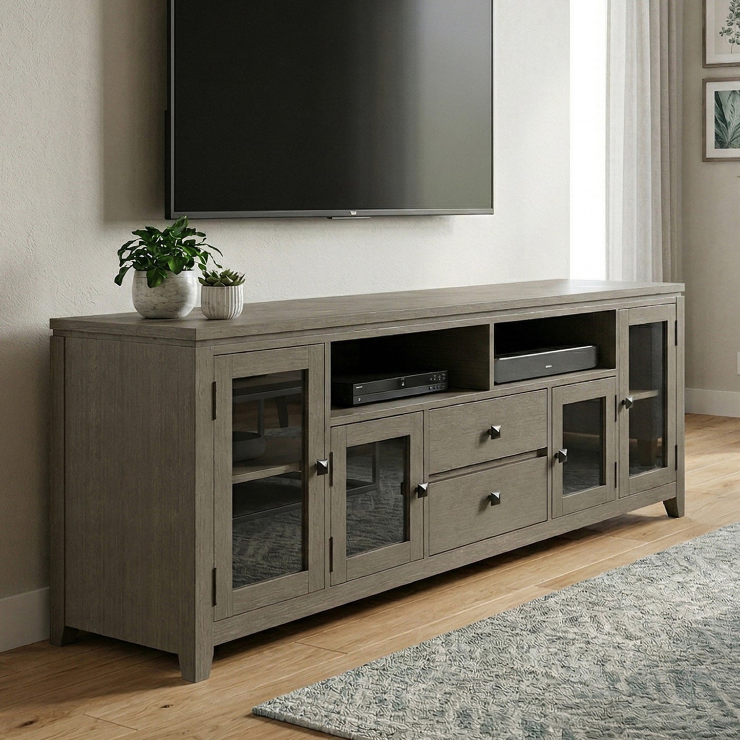 Farmhouse Grey | Cosmopolitan 72 inch TV Stand in Farmhouse Grey