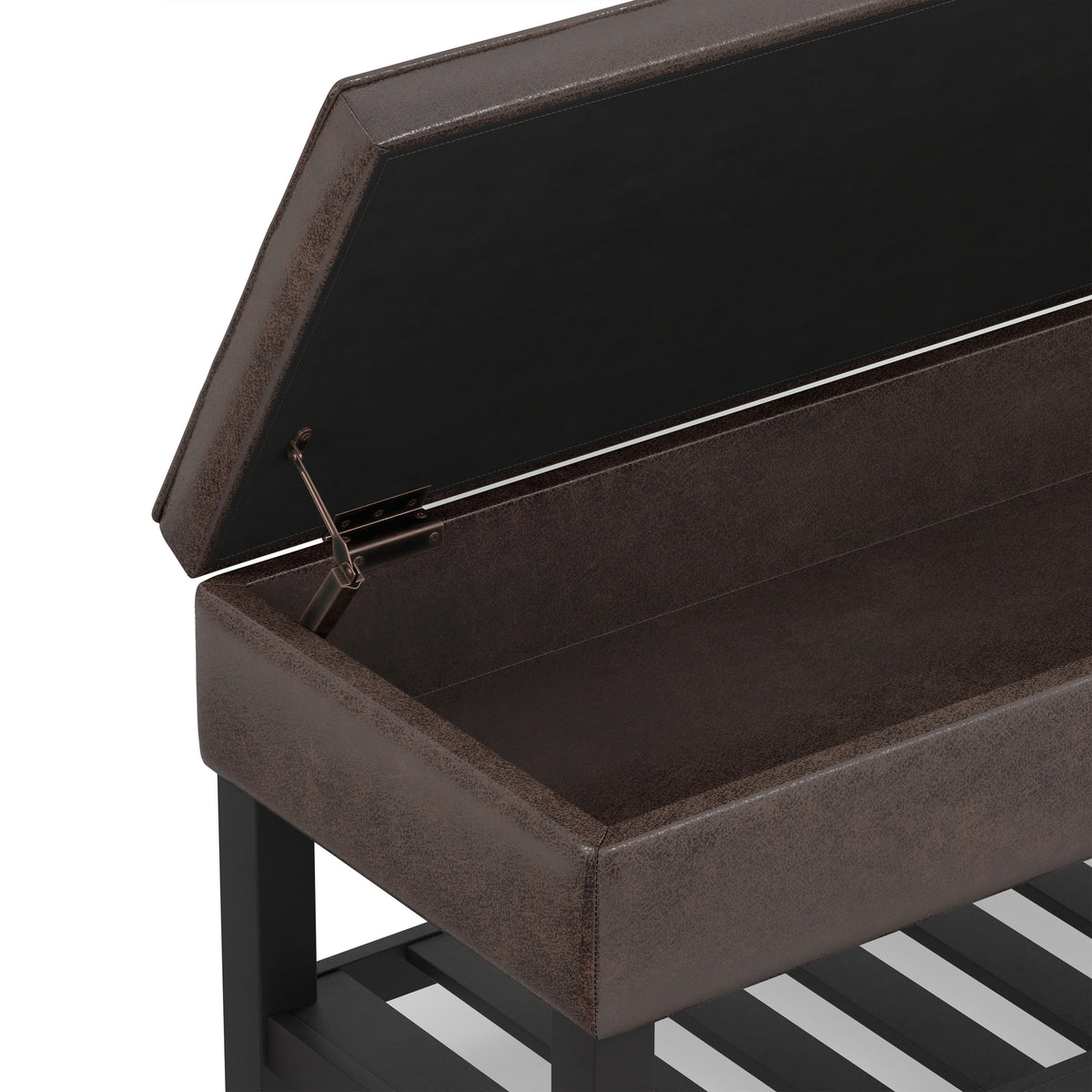 Distressed Brown Distressed Vegan Leather | Cosmopolitan Ottoman Bench in Distressed Vegan Leather