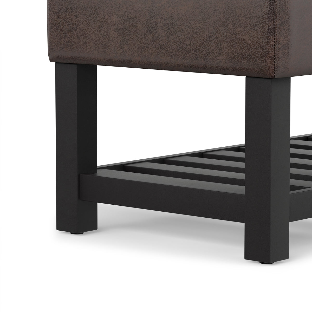 Distressed Brown Distressed Vegan Leather | Cosmopolitan Ottoman Bench in Distressed Vegan Leather