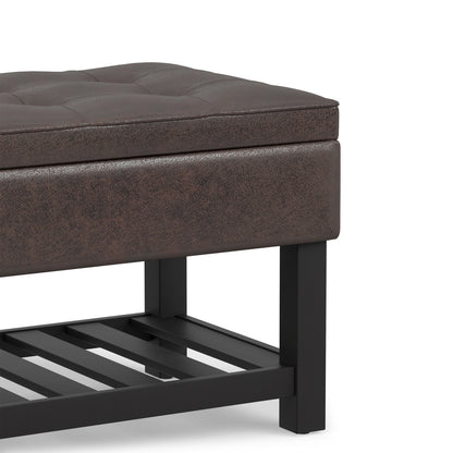 Distressed Brown Distressed Vegan Leather | Cosmopolitan Ottoman Bench in Distressed Vegan Leather