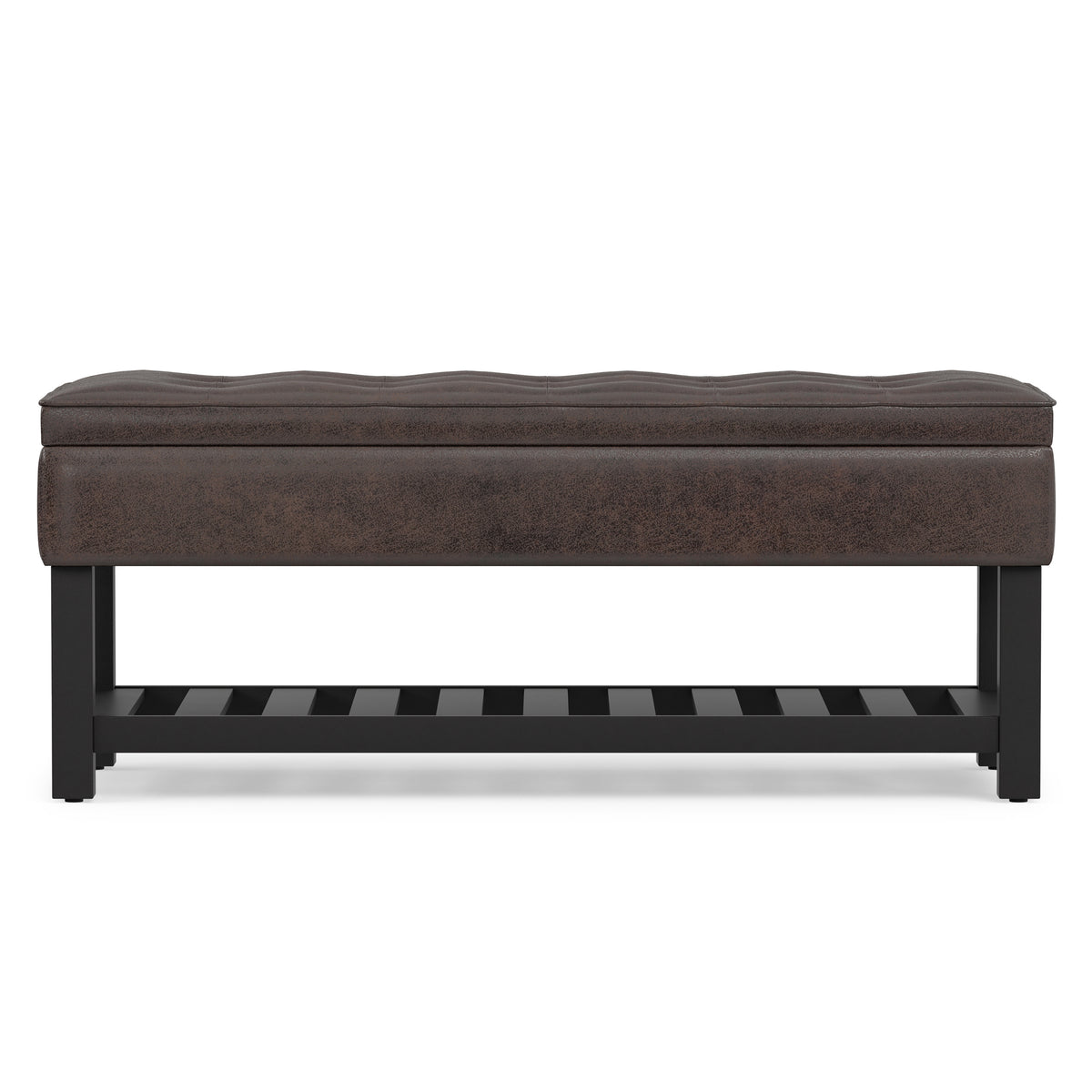 Distressed Brown Distressed Vegan Leather | Cosmopolitan Ottoman Bench in Distressed Vegan Leather