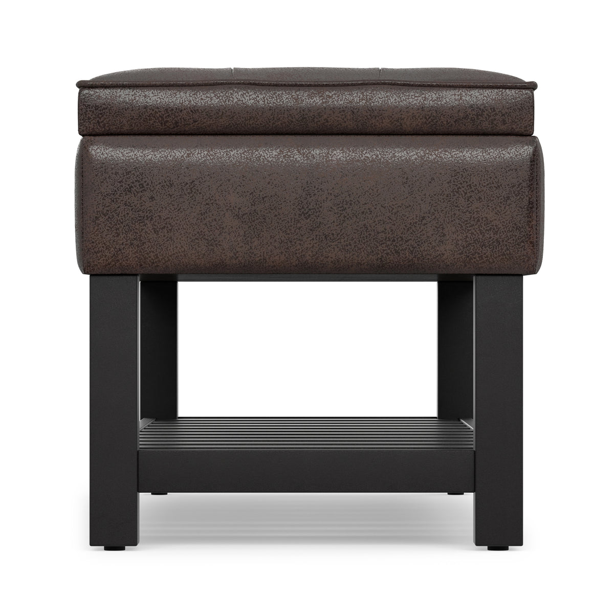 Distressed Brown Distressed Vegan Leather | Cosmopolitan Ottoman Bench in Distressed Vegan Leather