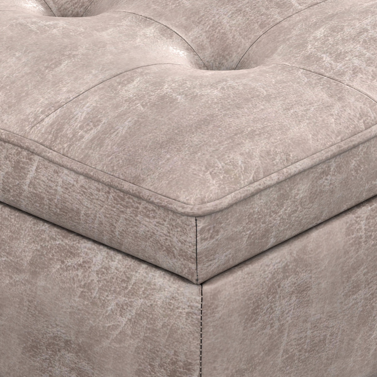 Distressed Grey Taupe Distressed Vegan Leather | Cosmopolitan Ottoman Bench in Distressed Vegan Leather