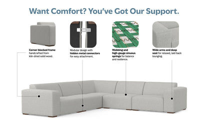 Pale Grey Performance Fabric | Rex Corner Sectional in Performance Fabric