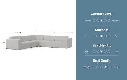 Pale Grey Performance Fabric | Rex Corner Sectional in Performance Fabric