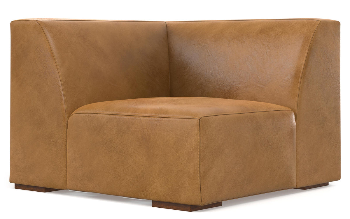 Sienna Genuine Leather | Rex Right Sectional Sofa and Ottoman in Genuine Leather