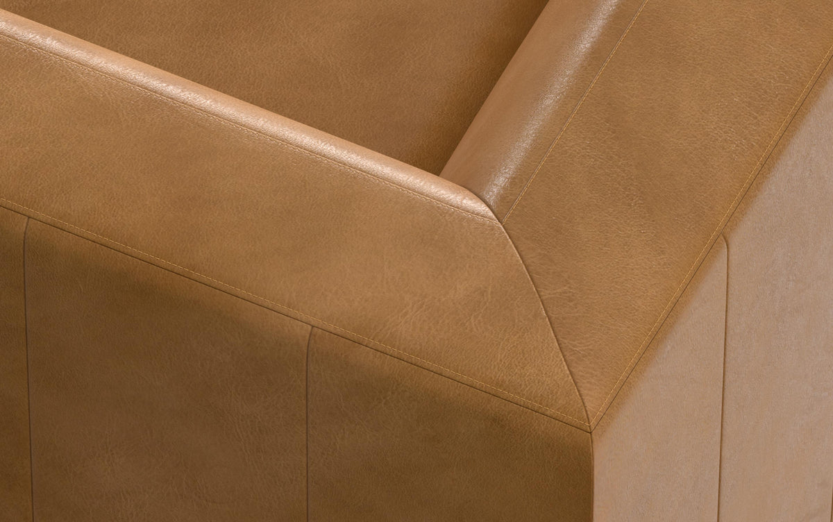 Sienna Genuine Leather | Rex Right Sectional Sofa and Ottoman in Genuine Leather