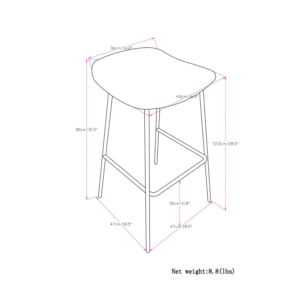 Distressed Charcoal Grey |  Dafney Bar Stool (Set of 2)
