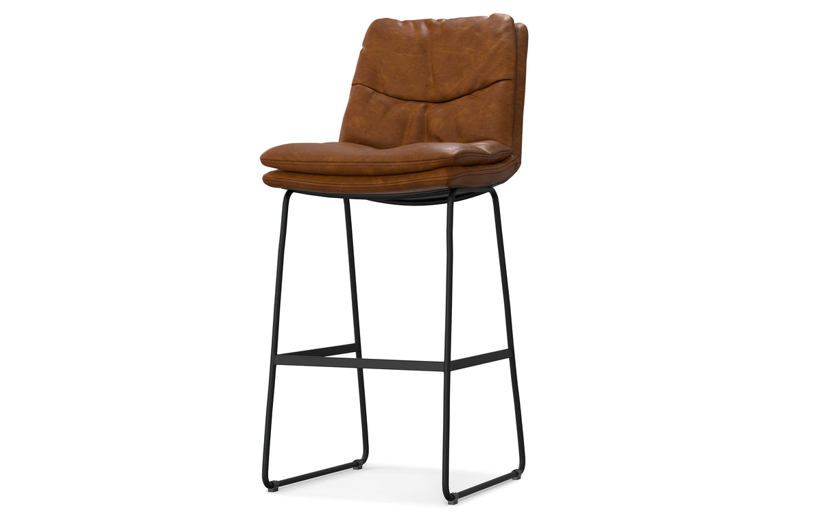 Camel Brown Distressed Vegan Leather | Danika Bar Stool (Set of 2)