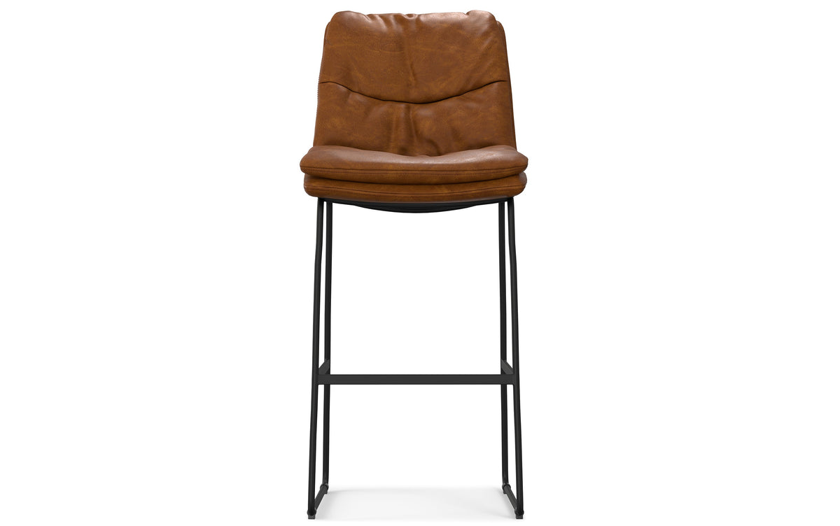 Camel Brown Distressed Vegan Leather | Danika Bar Stool (Set of 2)