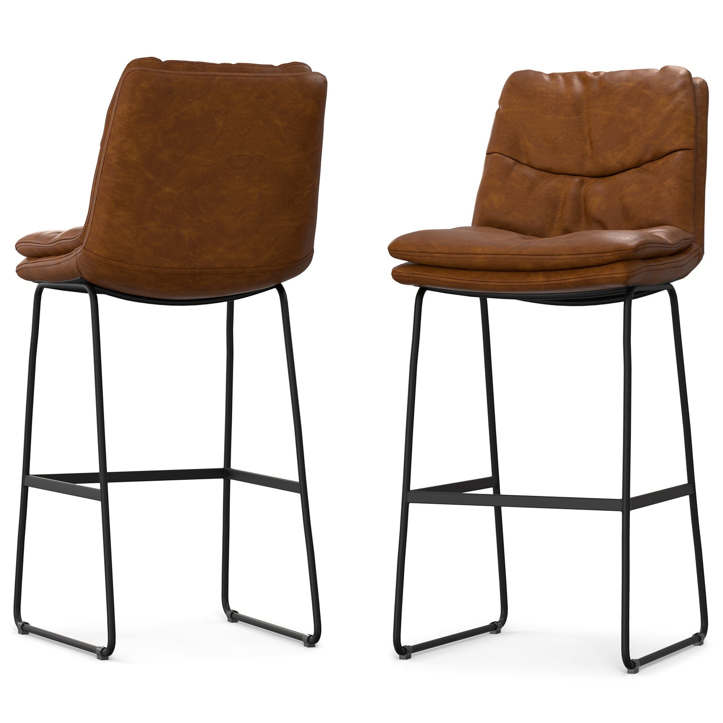 Camel Brown Distressed Vegan Leather | Danika Bar Stool (Set of 2)