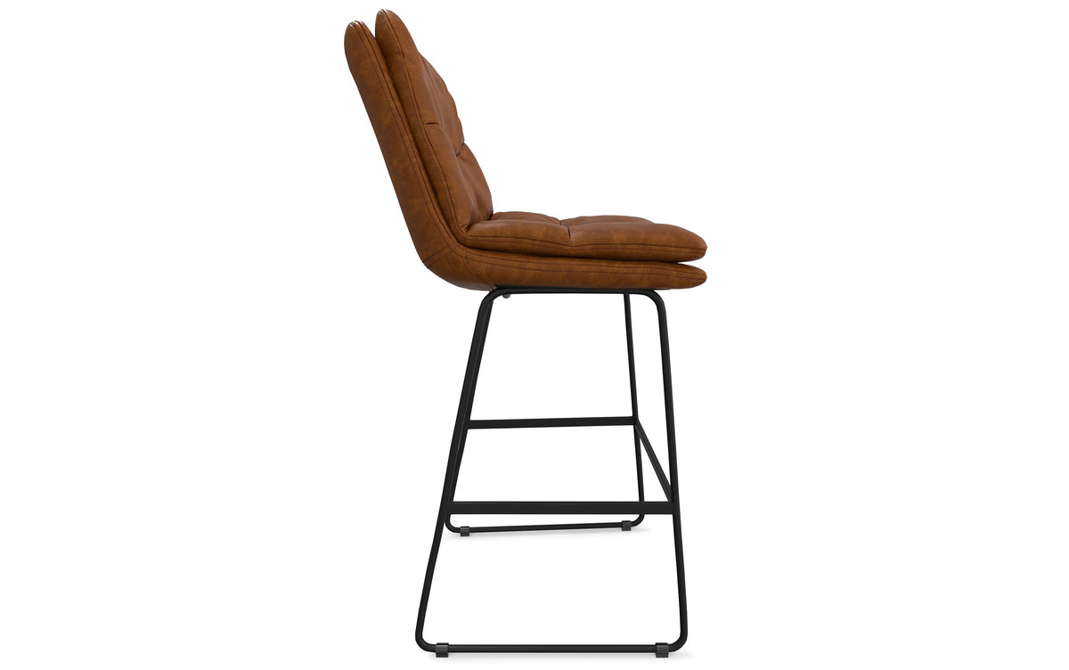 Camel Brown Distressed Vegan Leather | Danika Bar Stool (Set of 2)
