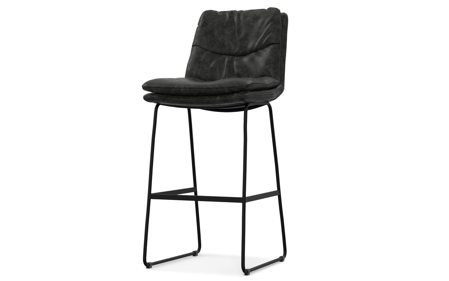 Distressed Charcoal Grey Distressed Vegan Leather | Danika Bar Stool (Set of 2)