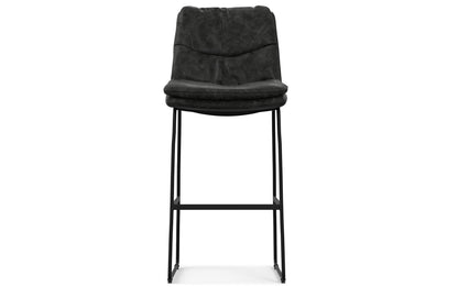 Distressed Charcoal Grey Distressed Vegan Leather | Danika Bar Stool (Set of 2)