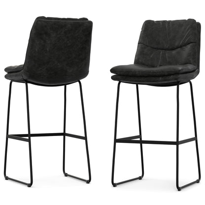 Distressed Charcoal Grey Distressed Vegan Leather | Danika Bar Stool (Set of 2)