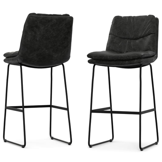 Distressed Charcoal Grey Distressed Vegan Leather | Danika Bar Stool (Set of 2)