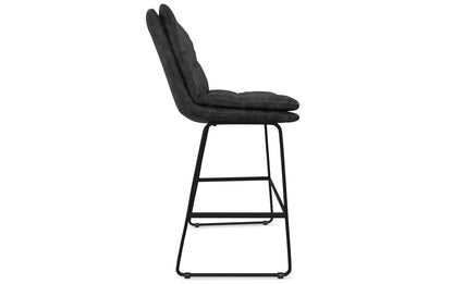 Distressed Charcoal Grey Distressed Vegan Leather | Danika Bar Stool (Set of 2)