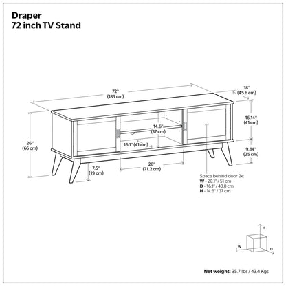 Teak Brown | Draper Mid Century 72 inch TV Stand