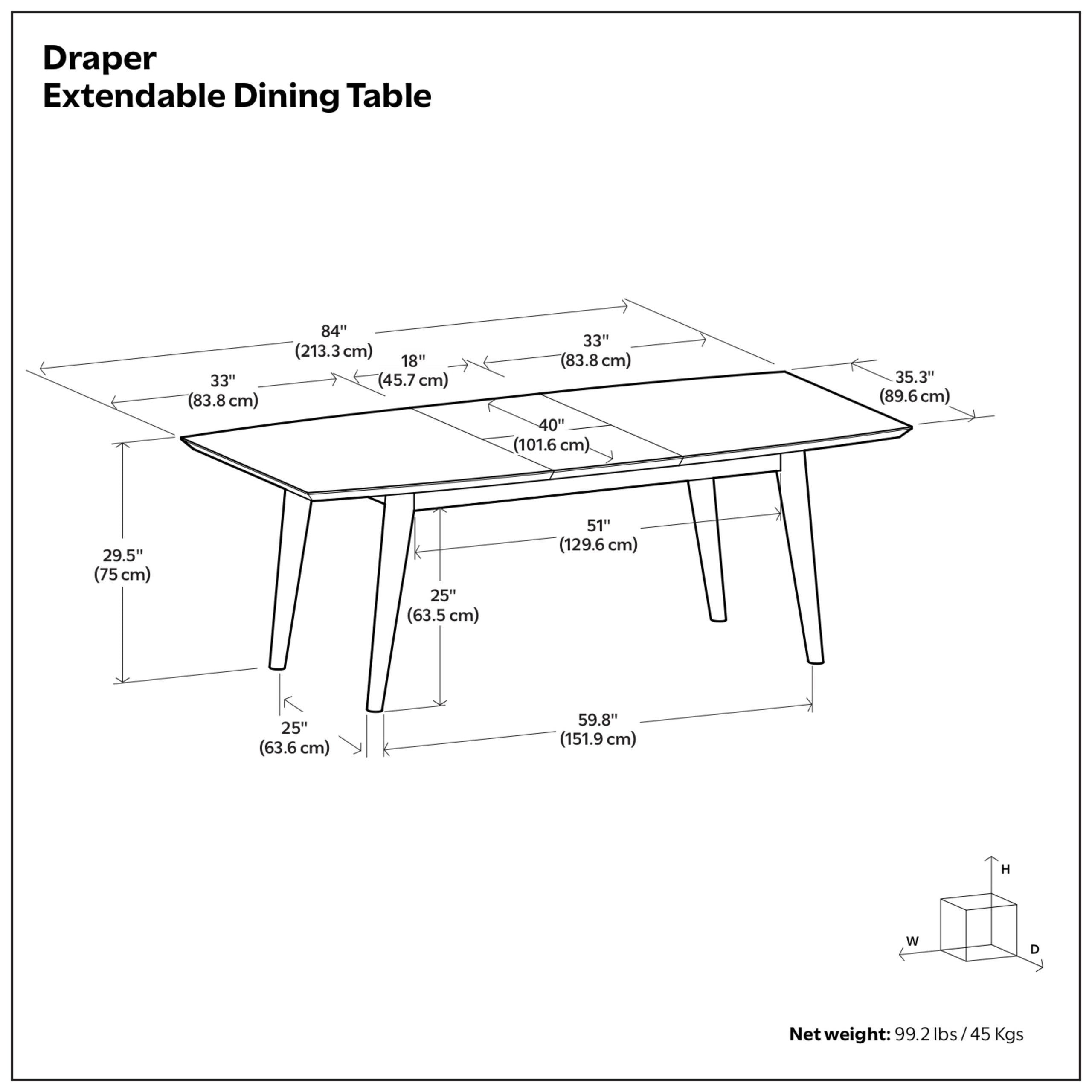 Walnut Walnut | Draper Mid Century Extendable Dining Table