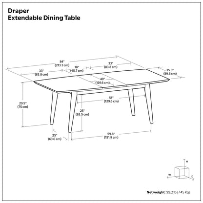 Walnut Walnut | Draper Mid Century Extendable Dining Table