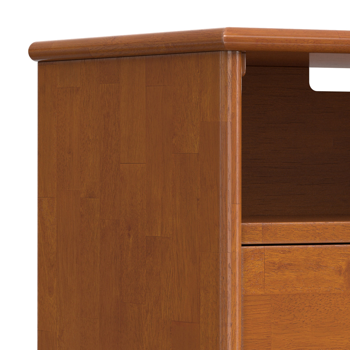 Teak Brown | Draper 28 inch Bedside Table with 2 Drawers and Top Shelf