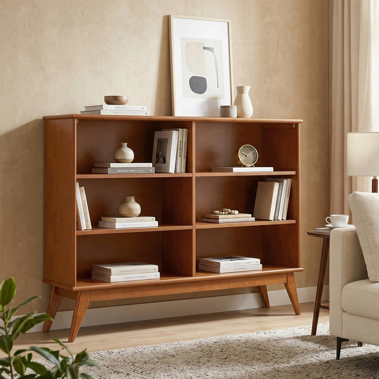 Teak Brown | Draper 6 Shelf Bookcase