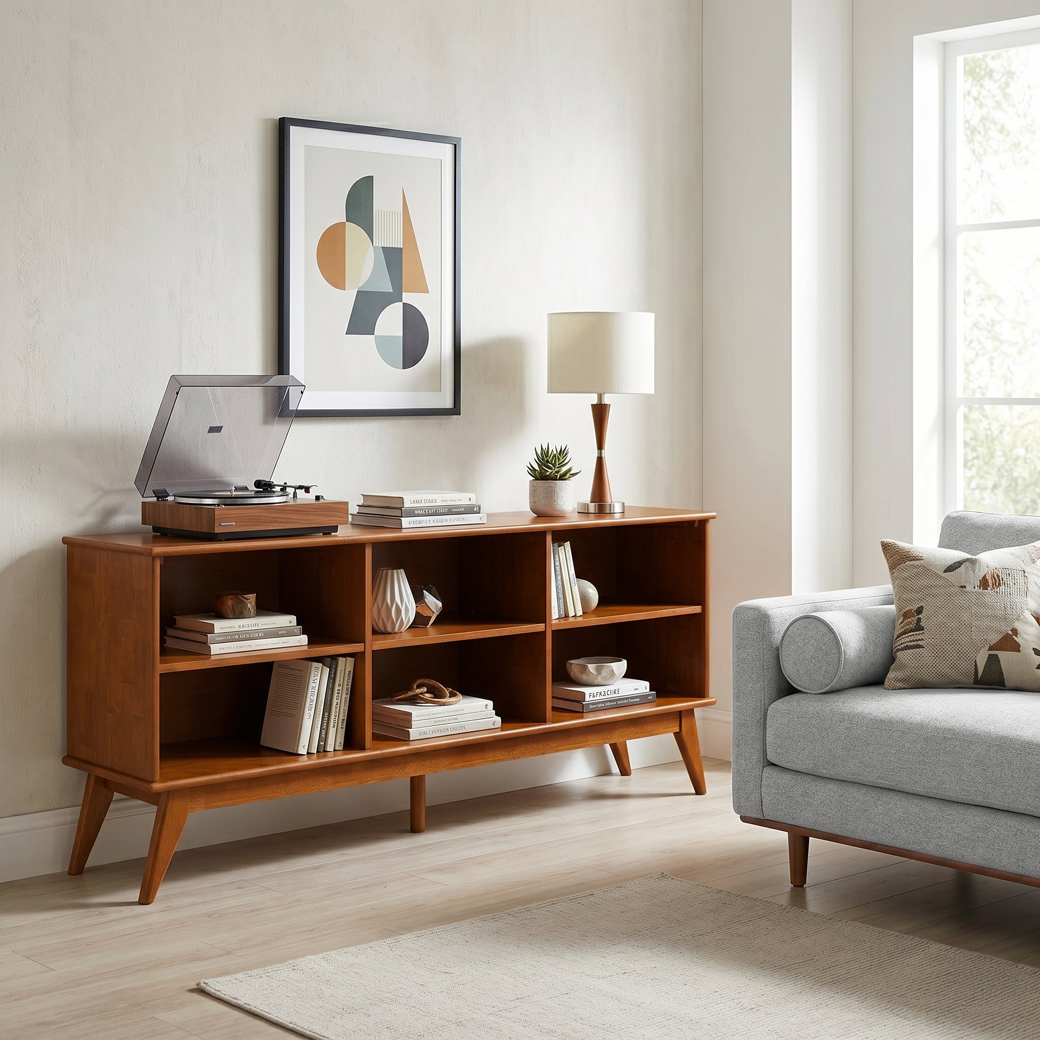 Teak Brown | Draper 76 inch 6 Shelf Bookcase