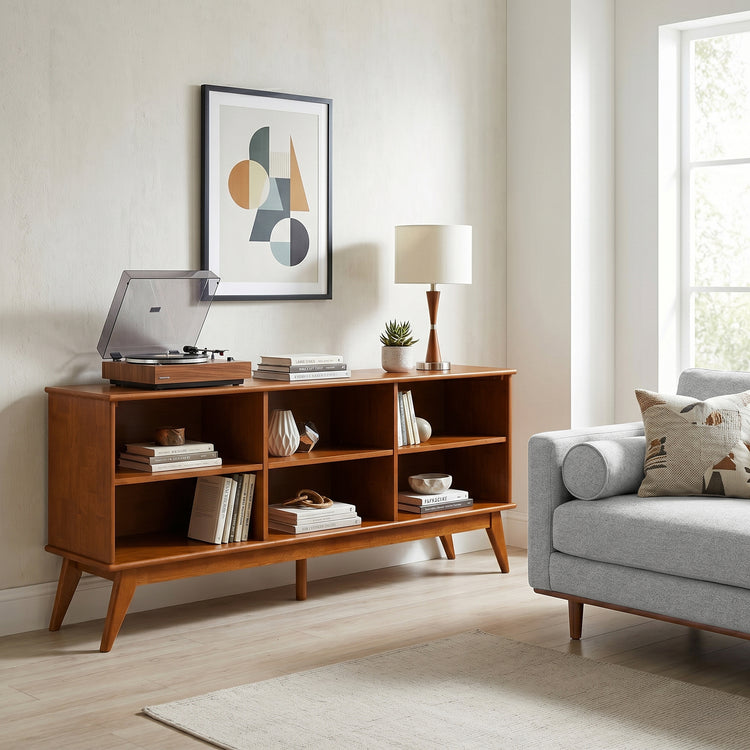 Teak Brown | Draper 76 inch 6 Shelf Bookcase