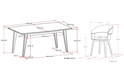 Grey Linen Style Fabric | Lowell III 7 Piece Dining Set