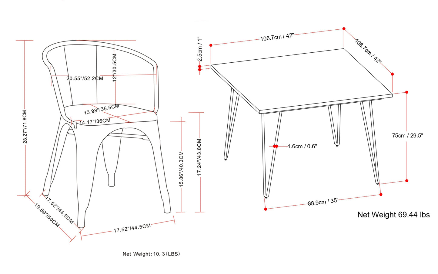 Larkin / Hunter 5 Pc Dining Set in Mango