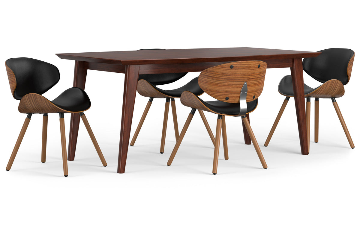 Black Vegan Leather | Marana / Draper 5-Piece Dining Set