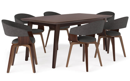 Charcoal Grey Linen Style Fabric | Lowell / Draper 7 Piece Dining Set