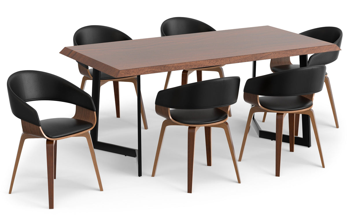 Black/Dark Brown Vegan Leather | Lowell 7 Piece Dining Set