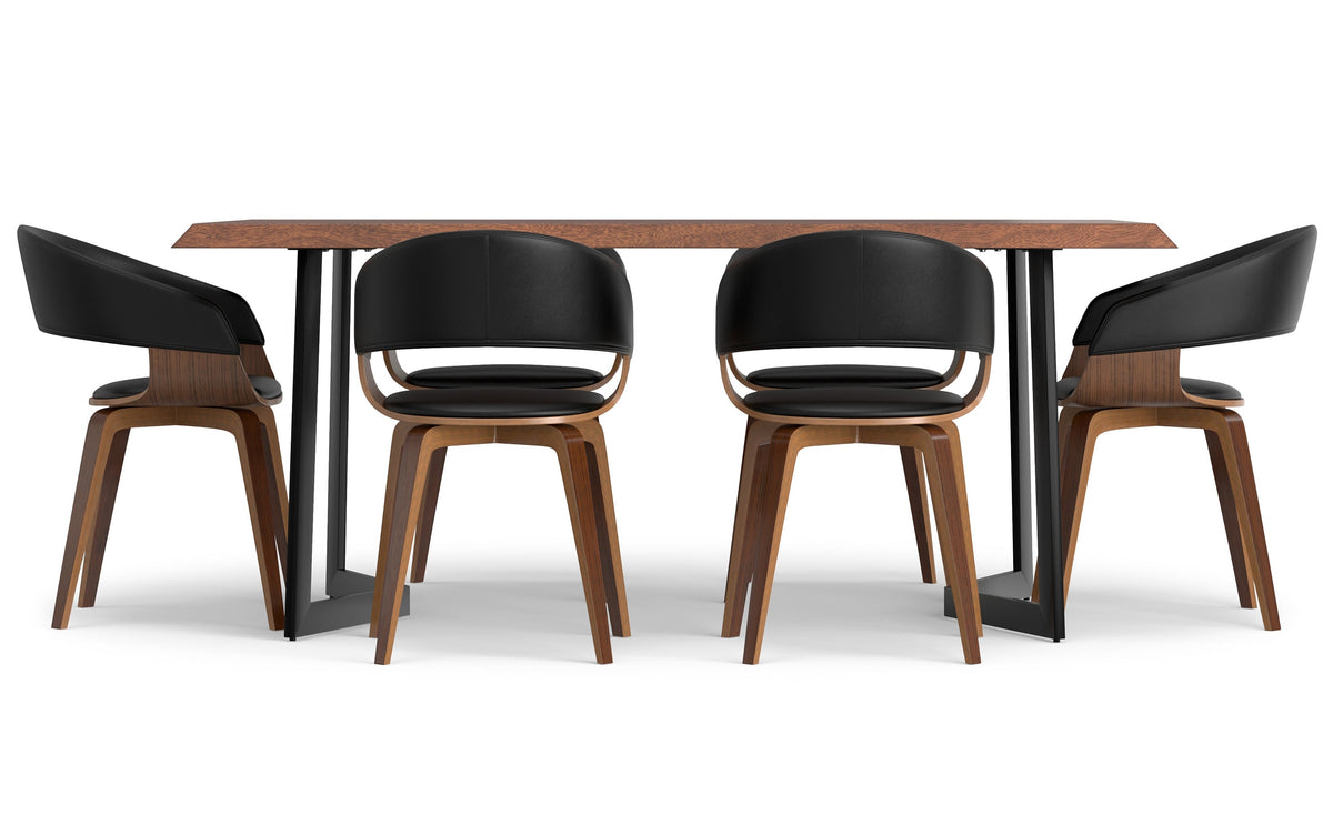 Black/Dark Brown Vegan Leather | Lowell 7 Piece Dining Set