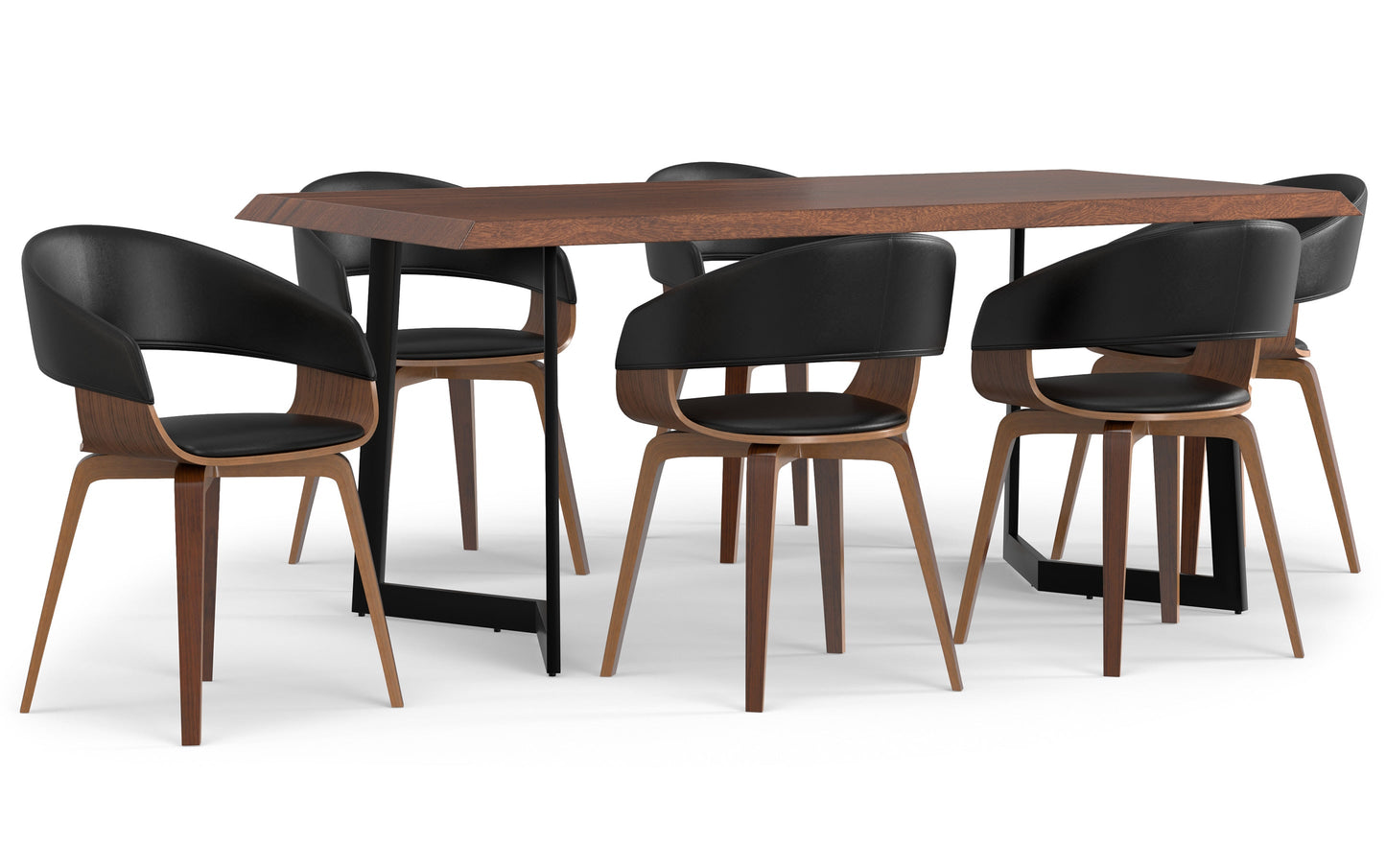 Black/Dark Brown Vegan Leather | Lowell 7 Piece Dining Set
