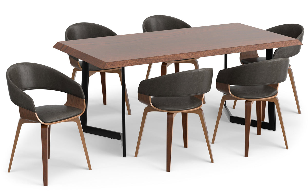 Distressed Brown/Dark Brown Vegan Leather | Lowell 7 Piece Dining Set