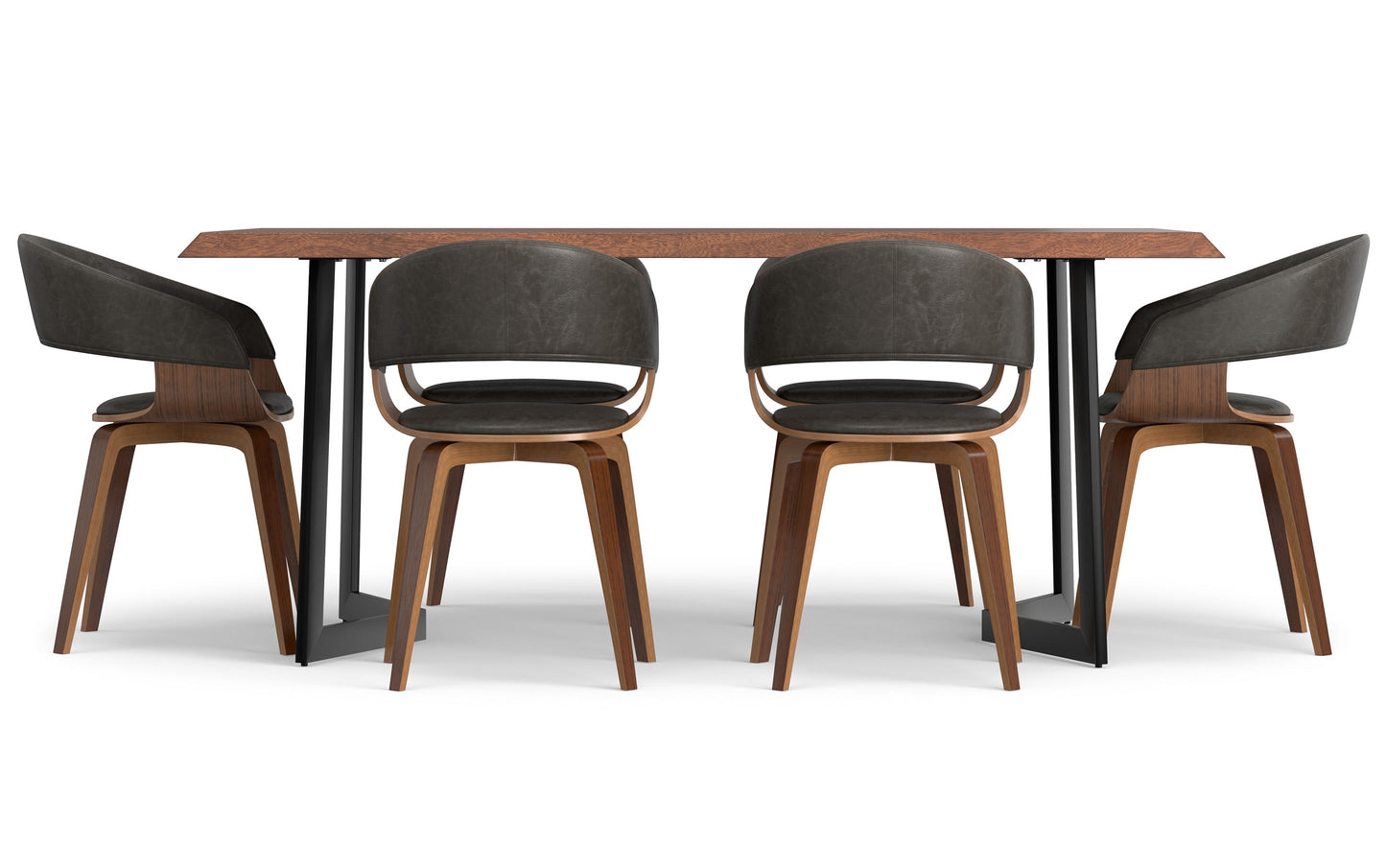 Distressed Brown/Dark Brown Vegan Leather | Lowell 7 Piece Dining Set